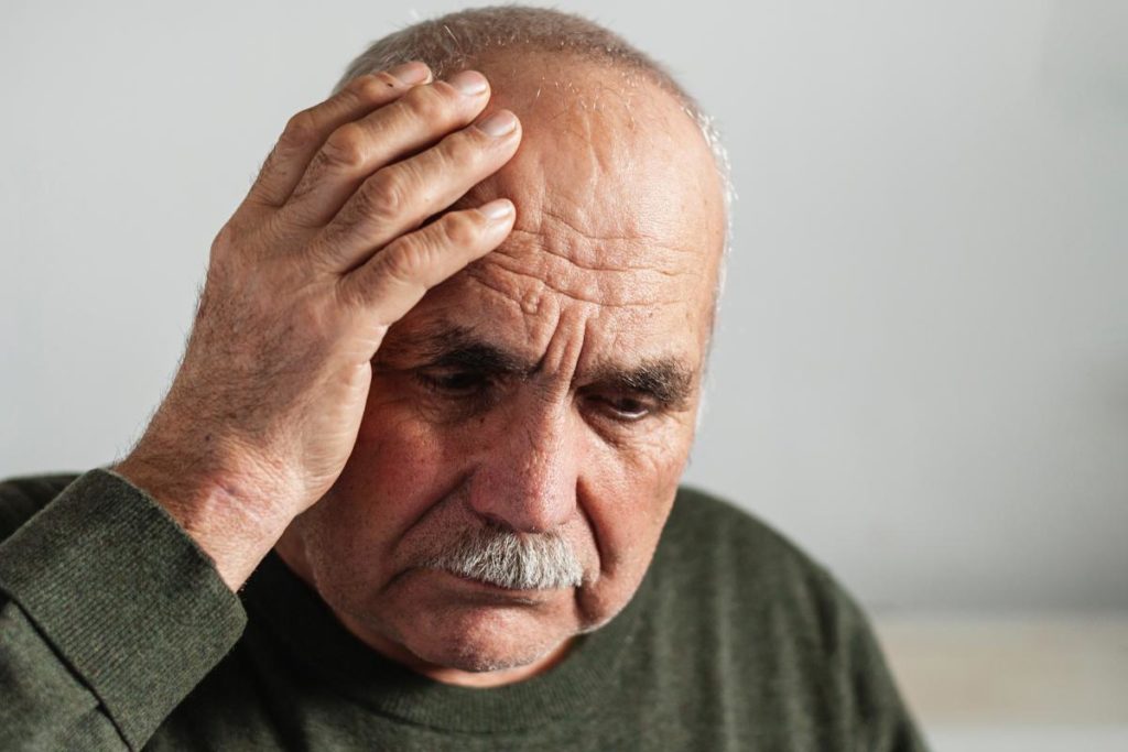 a senior man struggles with potential dementia and not regular forgetfulness