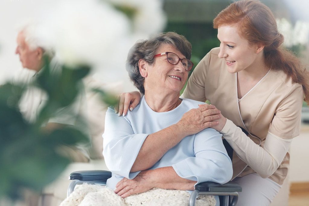 a woman and her elderly mother enjoy the mutual benefits of a brief stay in a respite care program